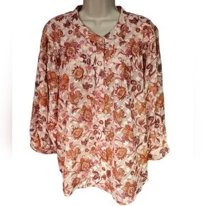 Ophelia Roe NWT Paisley Print Semi Sheer Top Sz 3X